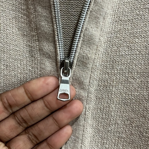 Banana Republic Women’s sweater poncho Zip up Size M/L Pocket Short Sleeve Tan - Picture 5 of 10